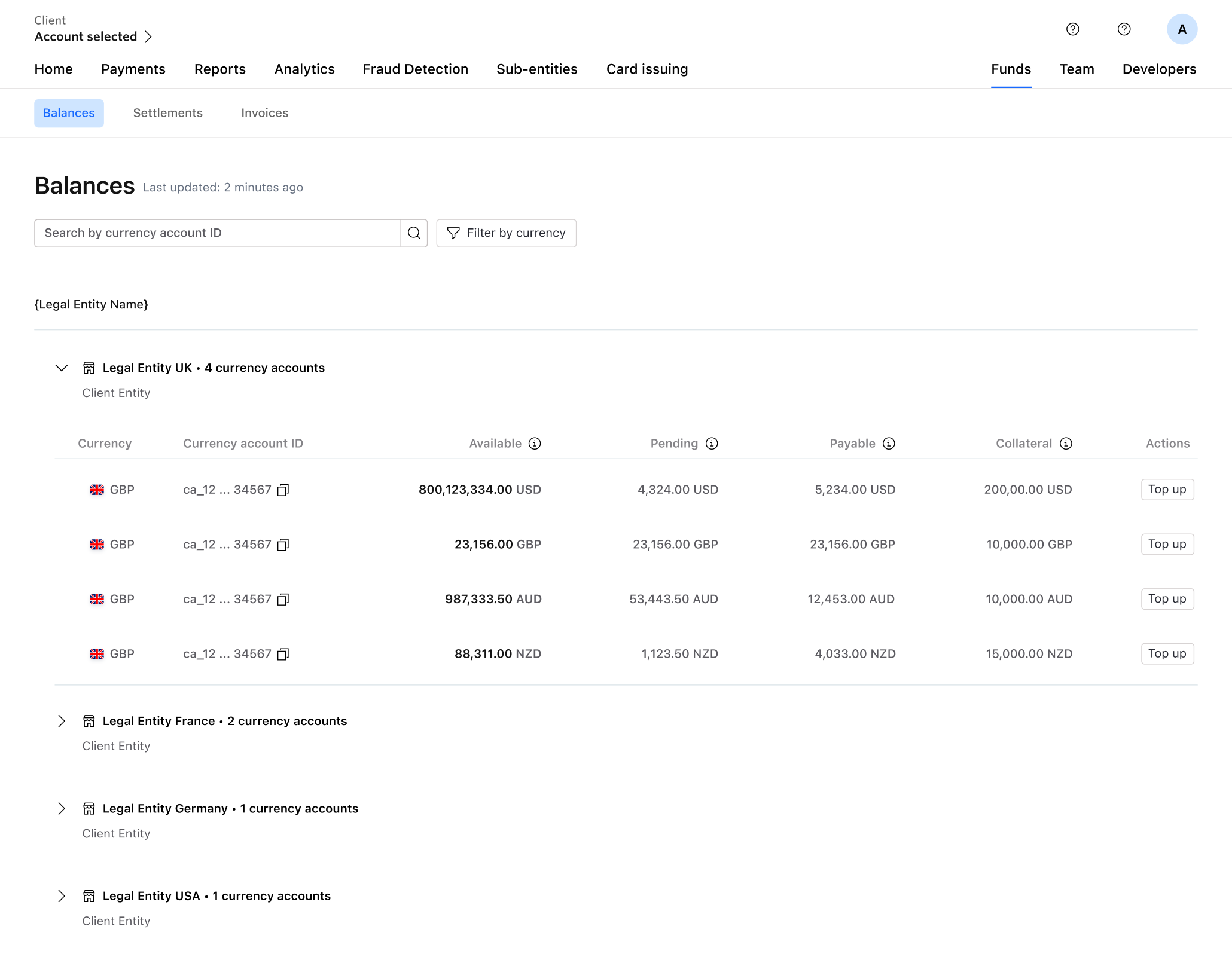 Old Balances page