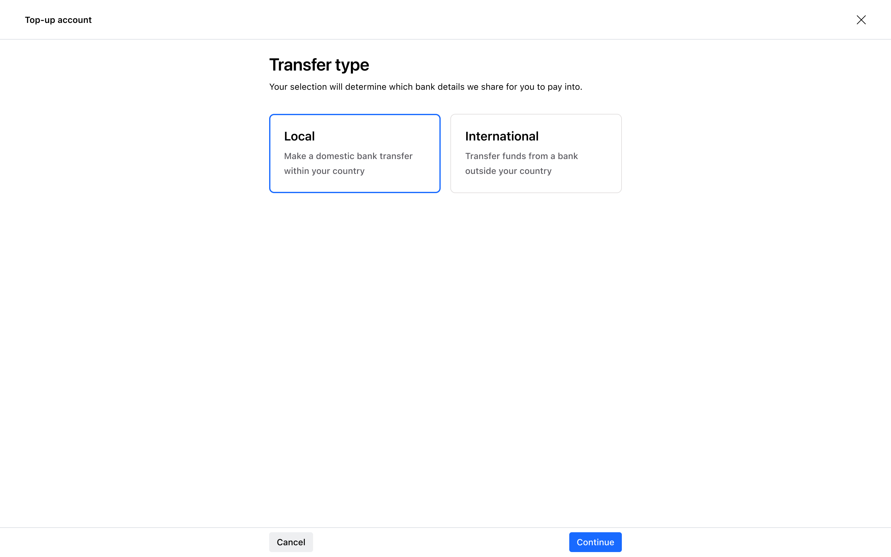 Top-up flow step 2 – Light mode