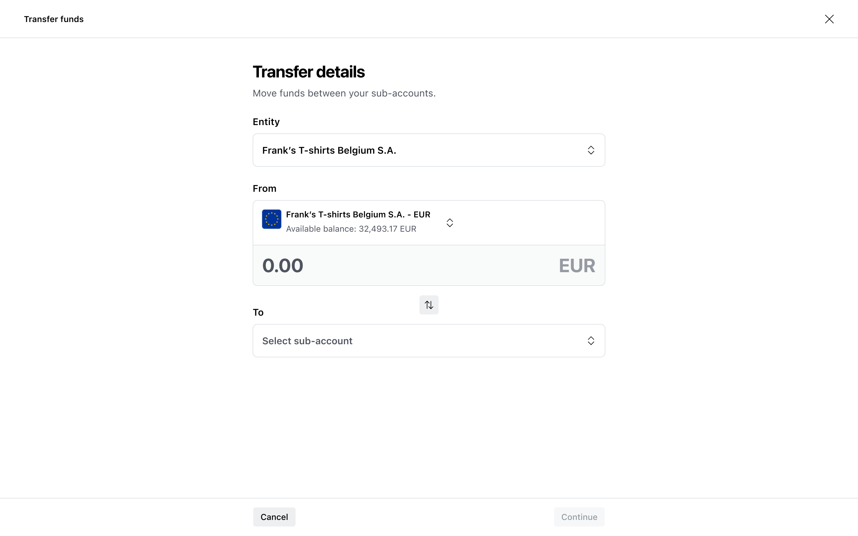 Transfer flow step 3 – From account selected – Light mode