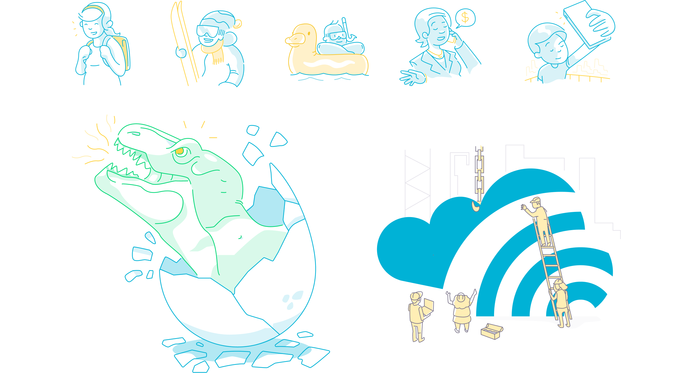 Old Skyscanner illustration style